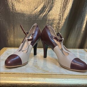 Jitterbug Boys Custom One-of-a-Kind 2-Tone Heels – Brown & White – Size 8 🤎🤍✨